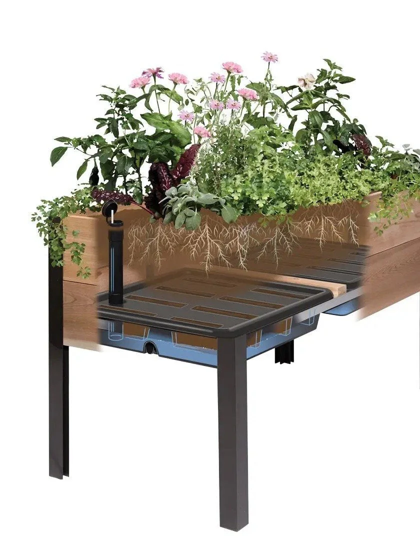 ae01193d6194900dc3156b2cf6f6864271ddd66f4c5efb499447f5174a0592fa Watering Eco-Stained Elevated Planter Box(Lakeside Cedar)