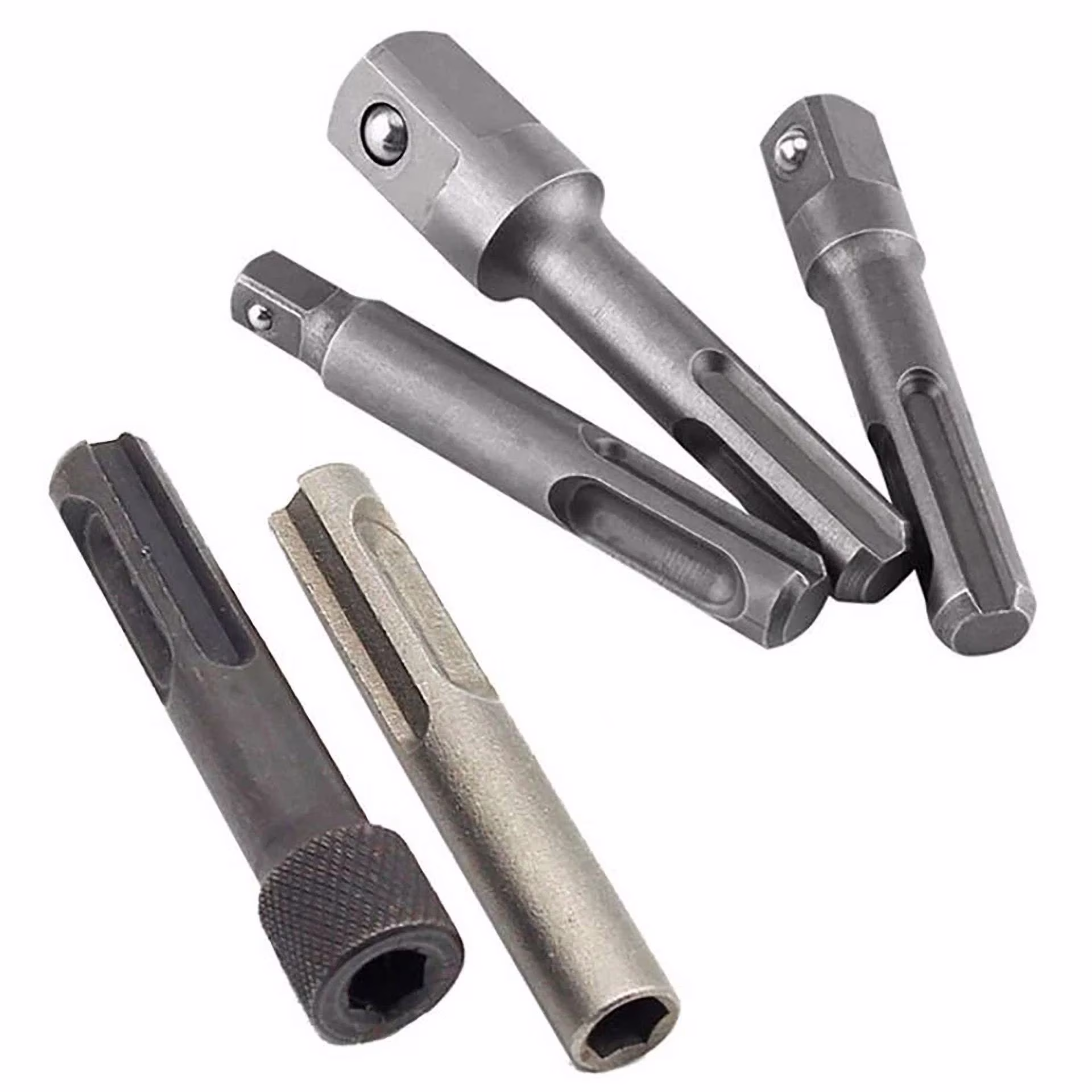 ae799aae6b0658c89cf3fb021ba4ee64ebd4771808d2f542413ea1d22cc805d5 KNACK - 5Pcs Sds Plus 1/4 Hex Socket Driver Tool Drill Bit Chuck Adaptor Bar Kit Set