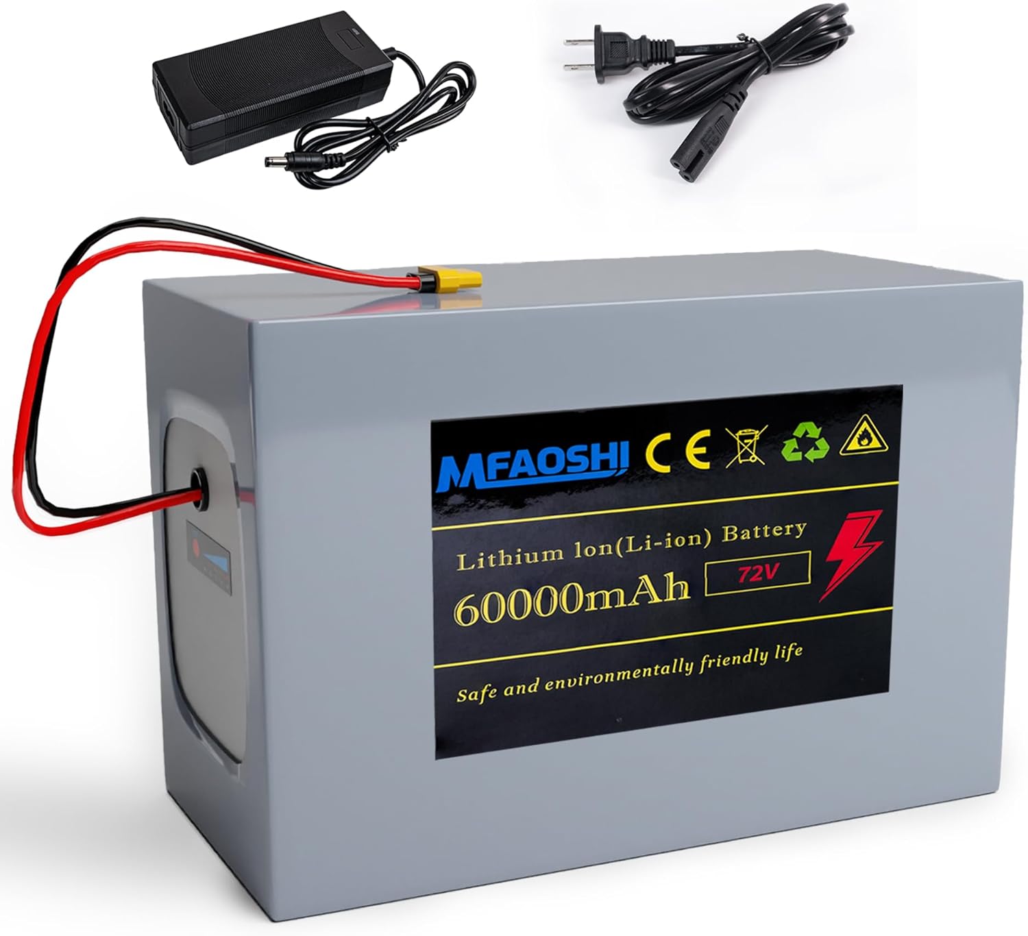 afd6b383dd9d540592eae382373c3ec133153423f31ccf6b7f8a1ccc8beabb91 72V 60Ah Lithium E-Bike Battery with LED, XT90 Connector