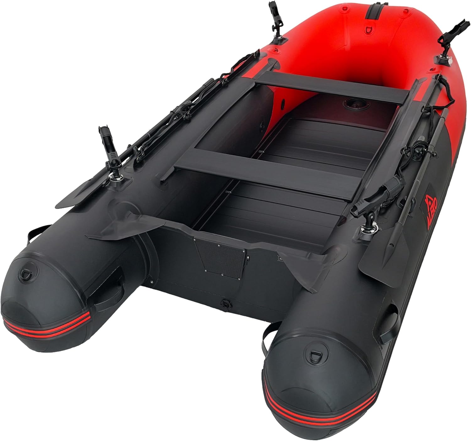 b0892578b3ae80671b5bed0e4876697e58b4a98ed2cb8e75d326daf444b8cf45 Inflatable Boat | Yacht Dinghy Tender Raft | Multi Person Fishing Boat | Aluminum Floor Oars | Fishing Rod Holders | Heavy-Duty PVC | 2024 Model |(8'5¡±/Light/Dark Gray)