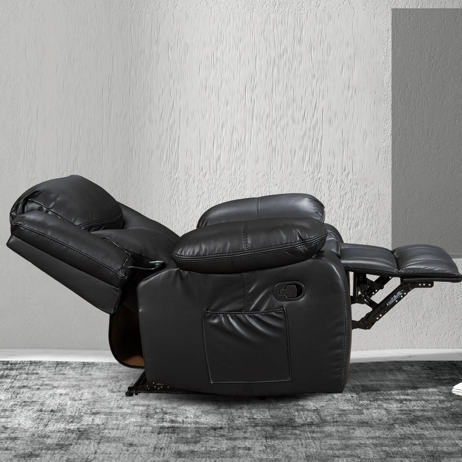 b0b7bb628e60a8a9b6e90df608bc565f527525d6044a7bef90b045706c643466 Wide Seat Durable Leather Massage and Heat Recliner(Black+Massage and Heat Recliner)
