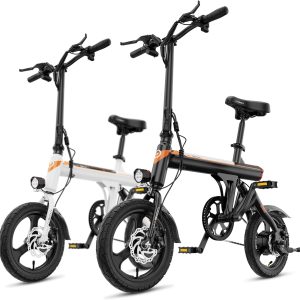Jasion EB3 Electric Bike Adults 21mph, 500W Peak Motor, 270Wh Battery, Rear Suspension, 3 Levels Assist, 14prime;prime; Folding Ebike for Adults and Teens, Complies to UL2849