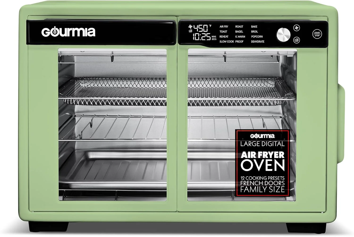 b191417544059aa298d1ca29dc575f53a3c31187b01f2235e7bd8447a3f77363 Gourmia French Door Air Fryer Oven - 37 Qt Large Capacity Convection Toaster Oven(Peach)