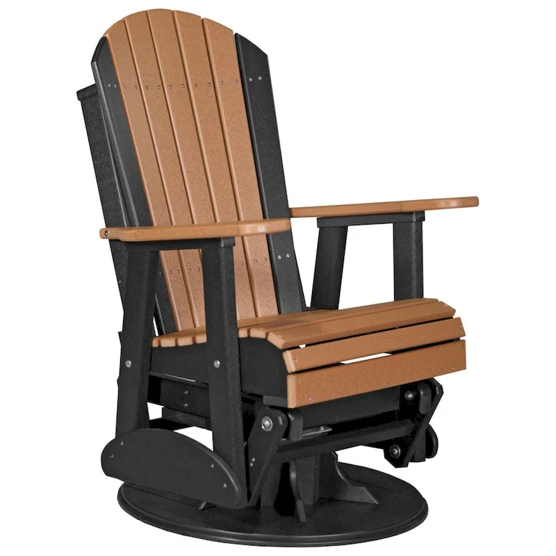 b2ca2e95211ee587197887d6f488aebfb29f34c9c22a675ca5df56f152b4e842 Poly Lumber Adirondack Swivel Glider Chair(Cedar Black)