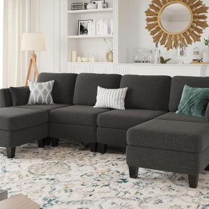 Modular Sectional Sof Convertible U Shaped Sofa Couch with High Density Memory Foam(Dimgrey)