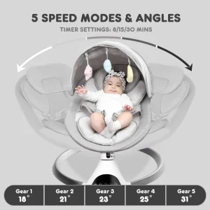 HARPPA Electric Baby Swing for Infants to Toddler with 5 Speed(Color/Khaki)