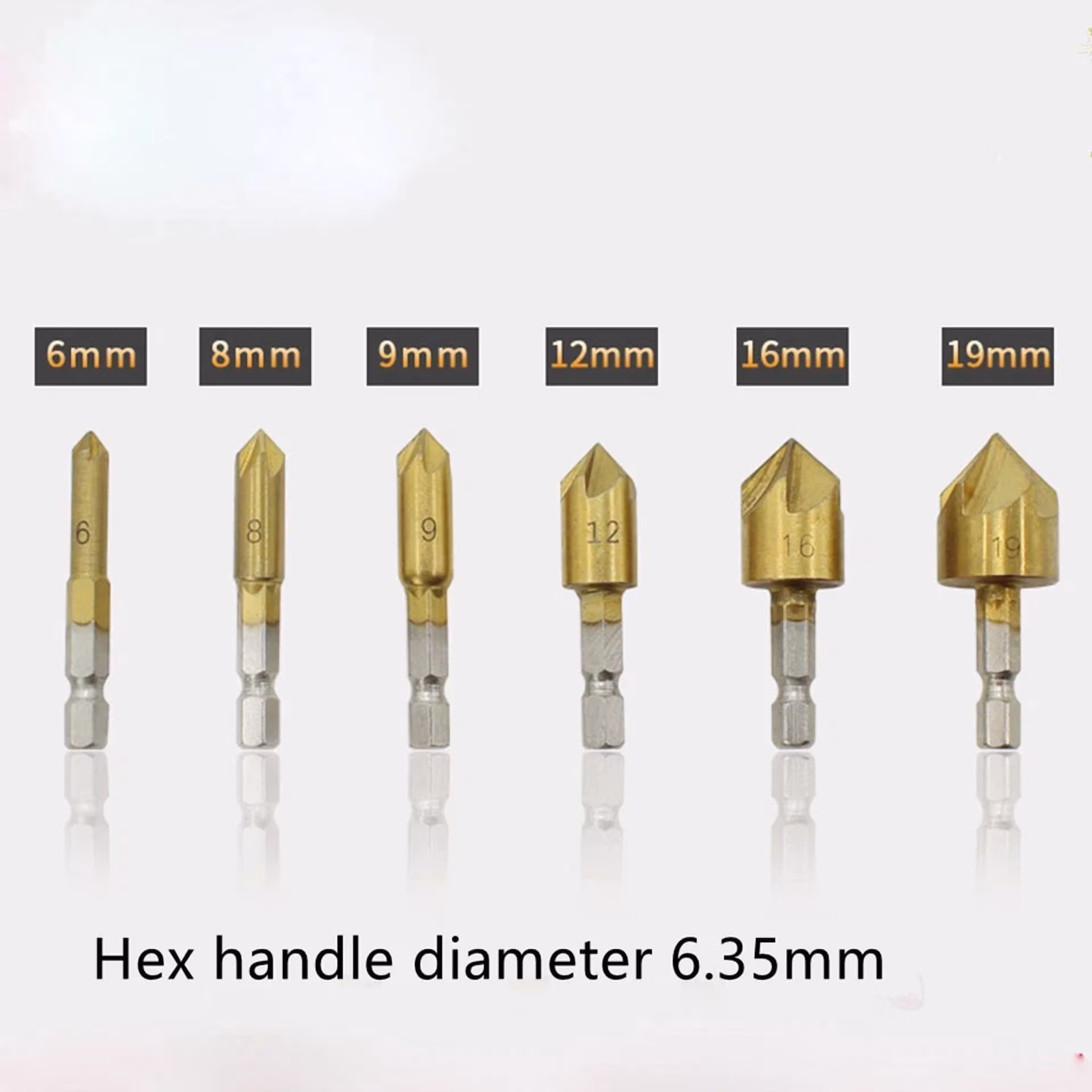b47c118ba511d1fe96868a7f61698d2c750cf6f1da0675dd2487bc4dfa762c05 6Pcs Countersink Drill Bit Set 5 Flute 90° Counter Sink Chamfer Cutter 6Mm-19Mm