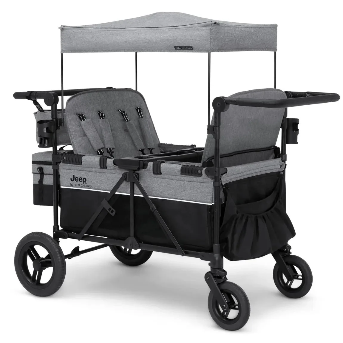 b4b20e5ad66cd120bebc5d0462ceab5ca4399b3e474e367be114d52bbac87b52 Jeep Wrangler Deluxe 4 Seater Stroller Wagon by Delta Children