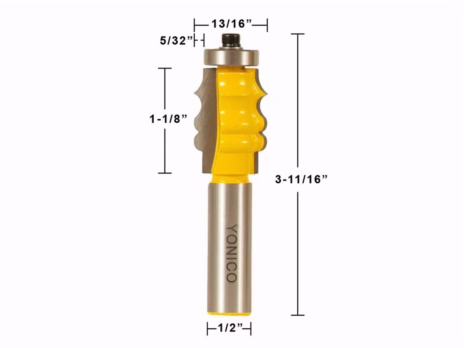 YANI -1-1/8 Picture Frame Molding Router Bit - 1/2 Shank - Yonico 16163