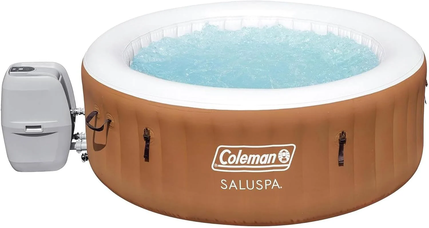 b4f8dd2cc5a686300c8c899d4b4e5cb818e2e870e3e4b2e89a074b189006920f Coleman SaluSpa Miami AirJet 2 to 4 Person Round Inflatable Hot Tub Portable Outdoor Spa with 120 Soothing AirJets and Insulated Cover, Black(Orange/Energy Efficient)