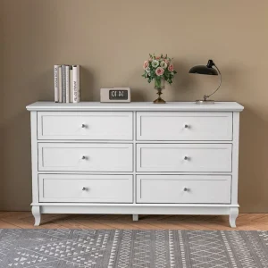 Dresser for Bedroom with Deep Drawers Wooden 6 Drawer Double Dresser(Black)