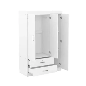3-Door Wardrobe with 2 Drawers(White)