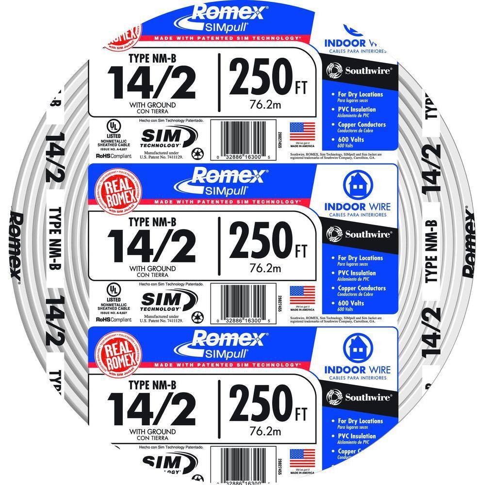 b69abacfb8c22f5fd7cad591d82faf14ab1cd635782c2cbea2f4f8ce8f3bb64c Southwire 250 ft. 142 Solid Romex SIMpull CU NM-B WG Wire 28827455