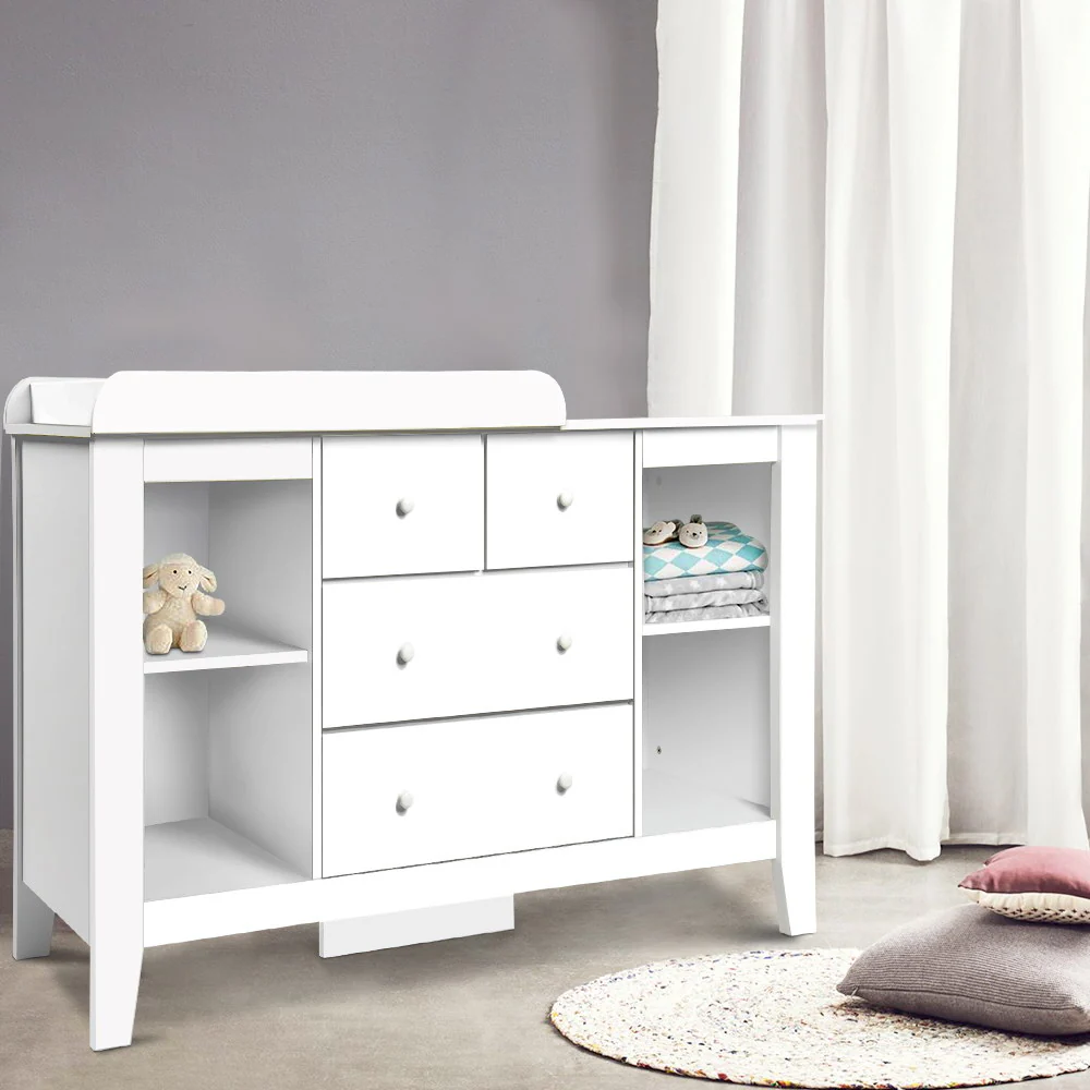b6b7aa1429d3ea5b50dd98e9f0c10d57ce404f79d373891f977cc9e950e4c48a Keezi Baby Changing Table Diaper Station Drawers Chest Cabinet Nursery Furniture