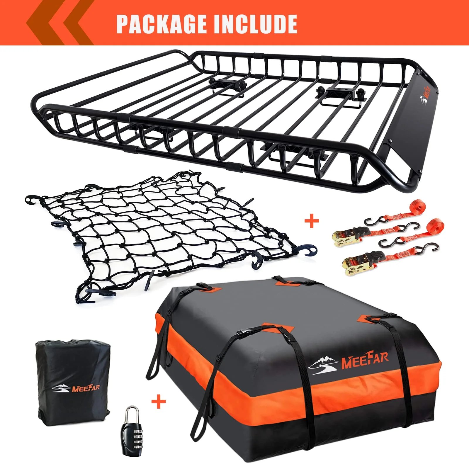 b73d5d22efaddbe759687f545b7319e9a0489cdb1242333085da9390800741e3 MeeFar Roof Rack Carrier Basket Universal Rooftop