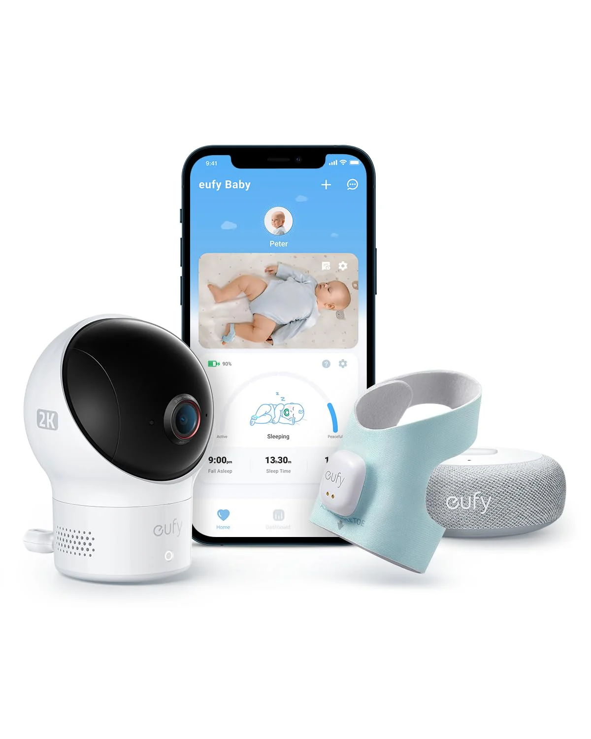 b75c90f8072e99917234e362529b71ab21b07849ad13da54c9622b23b4c59a51 eufy Baby Smart Sock S320 Baby Monitor with 2K Camera(Default/ONESIZE)