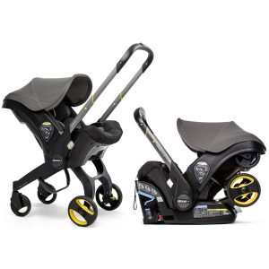 2025 Infant Car Seat Stroller with LATCH Base ¨C Midnight Edition | Car to Stroller in Seconds, Aircraft Approved, Includes Essentials Bag(Flame Red)