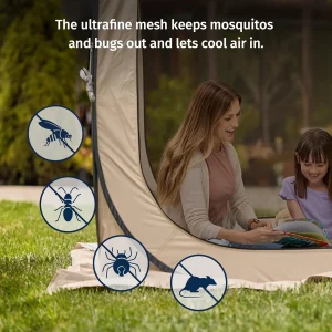 EAST OAK Screen House Tent Pop-Up, Portable Screen Room Canopy Instant Screen Tent 10 x 10 FT with Carry Bag for Patio, Backyard, Deck  Outdoor Activities, Beige(Brown/6?6 FT)