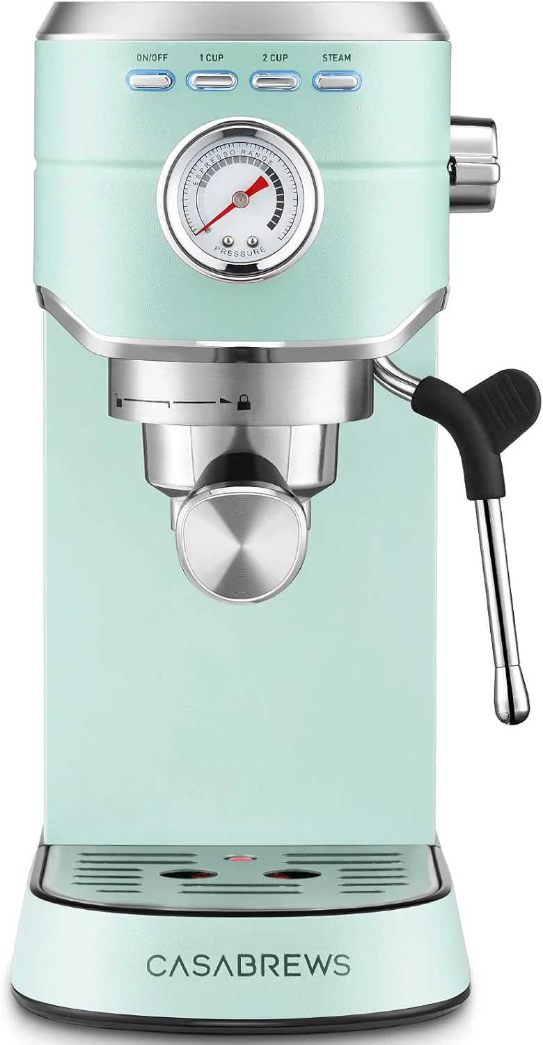 b8bd6b7f56b1216fa971aae2eb4e50e113b7f91a328aafcf48f8d34c5e2dbeb6 CASABREWS CM5418 Espresso Machine 20 Bar, Compact Espresso Maker with Steam Milk Frother(Pastel Green/Button)