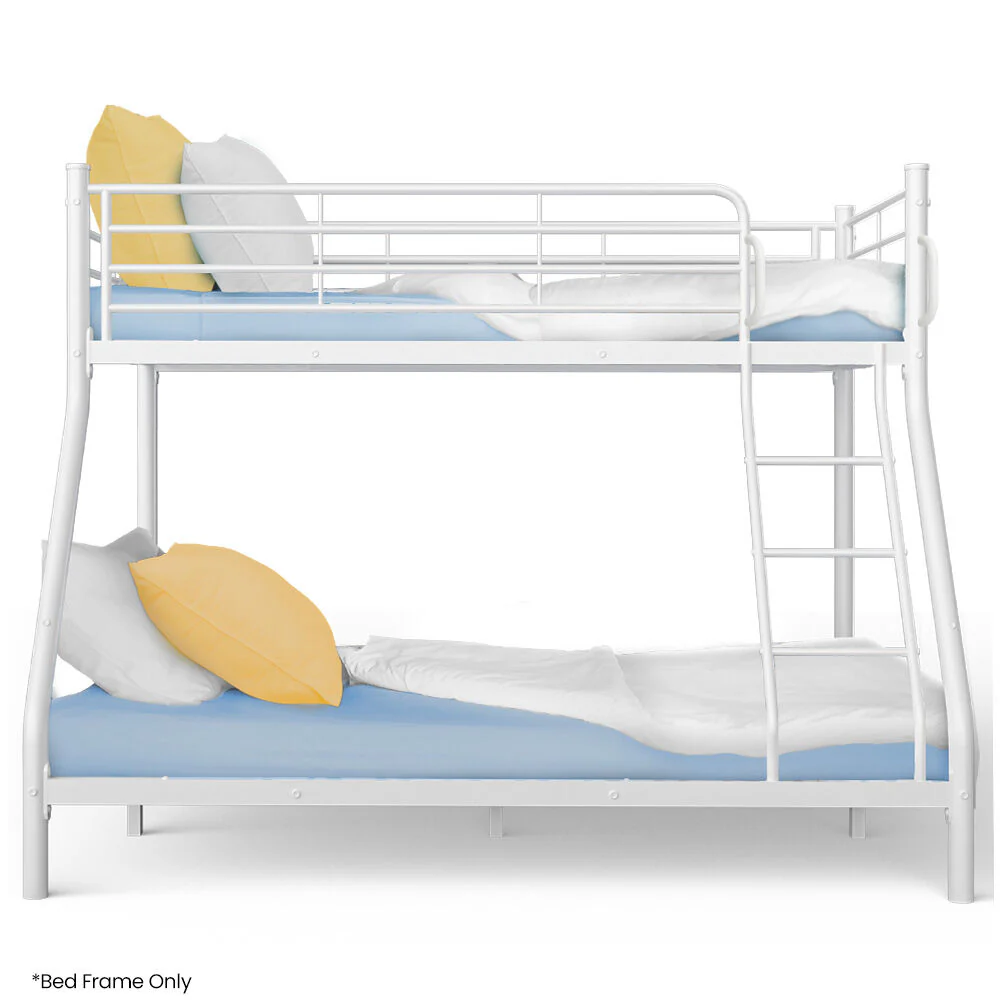 b92354b10f32a8b78cbec6b195875b9983b79f9d4ba5b9b08bf62f47880f85c8 KINGSTON SLUMBER Single over Double Metal Bunk Bed Frame, Matte White