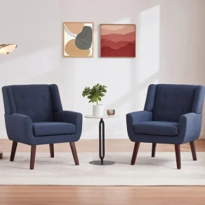 HUIMO Set of 2 Modern Tufted Accent Chair(Dark Blue)