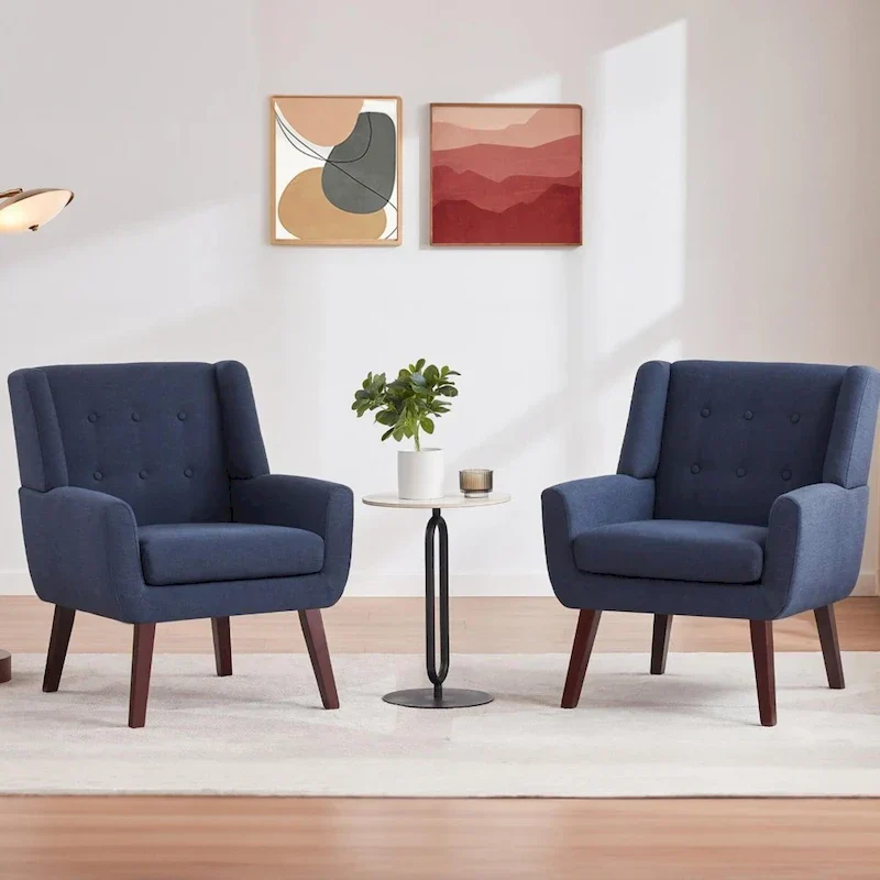 ba5ee0ce7fec1e074990564365592b915534ba197af4fcc2da0eb290a43ccdf5 HUIMO Set of 2 Modern Tufted Accent Chair(Dark Blue)
