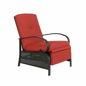 Adjustable Recliner Lounge Chair Patio Lounge Sofa with Cushion - 38 (D) x 26.5 (W) x 38.5 (H) INCH(Beige)