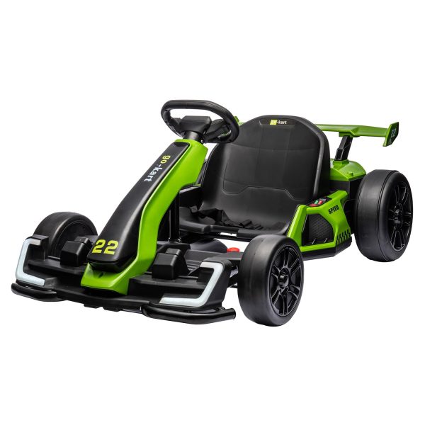 bb01b1339bb0ade25f9cc5f2ab042475a3c9d5d39afa36d4a2b1ec578063caa3 24V Electric Go Kart, with 300W Strong Motor, Drift/Sport Mode, Big Battery, Eva Tire,Length Adjustmen for Outdoor Racing Toy-Green