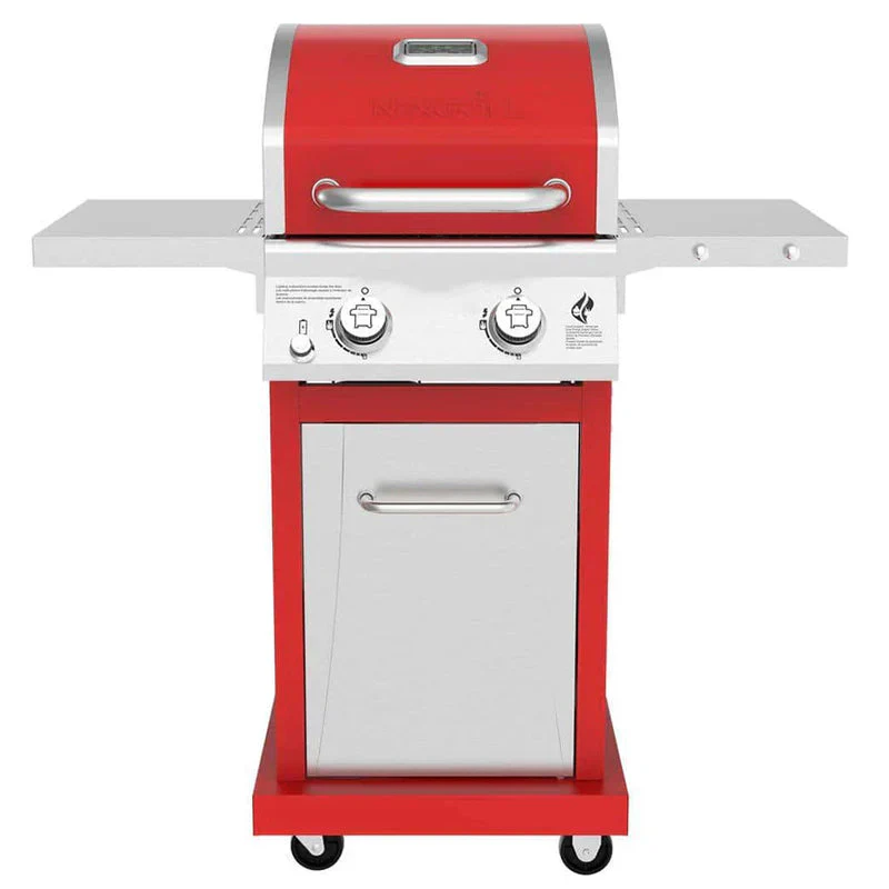 bbf6397e3add6763ce955dc9d7675a21e8a9e3c7cd9c4e4b63e0a4c05a20ed0c 2-Burner Propane Gas Grill, Red ¨C Stainless Steel, 28,000 BTUs, Compact Design
