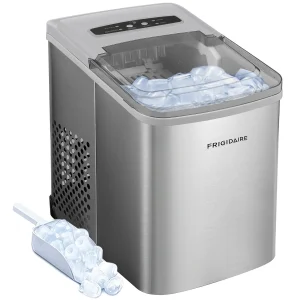 Frigidaire Counter top Portable, 26 lb per Day Nugget Ice Maker Machine (Red Stainless Steel)(BLACK STAINLESS)
