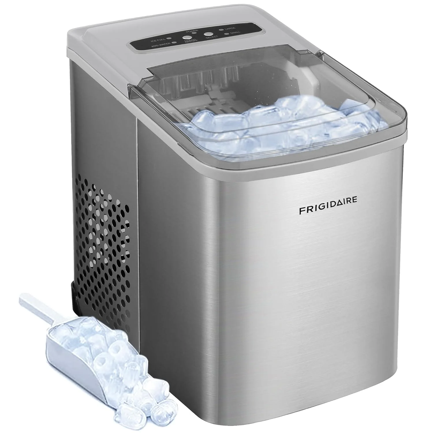 bcf2f7b308b39b8312c1abafb0cafb18b853502a33b8ced6ba007edf1a6cb462 Frigidaire Counter top Portable, 26 lb per Day Nugget Ice Maker Machine (Red Stainless Steel)(BLACK STAINLESS)