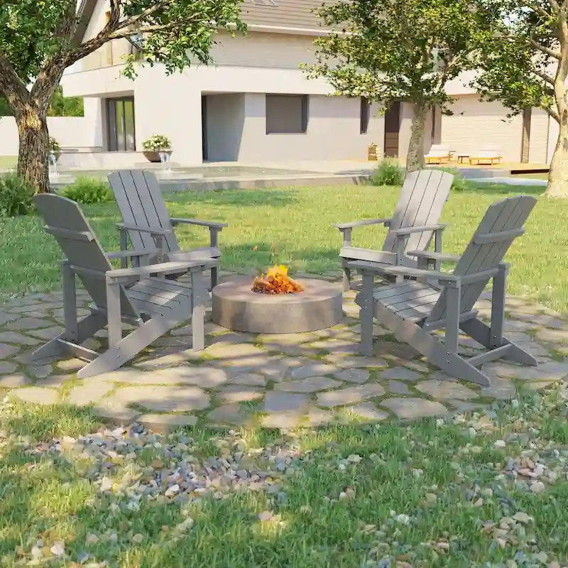 bcf7a6fdcdc798f10e33bcadd7b8397b6e61affa22dba8de7a3b2b2a133ccee6 Bonosuki Weather-resistant Wood Outdoor Adirondack Chairs-Set of 4(Light Grey)