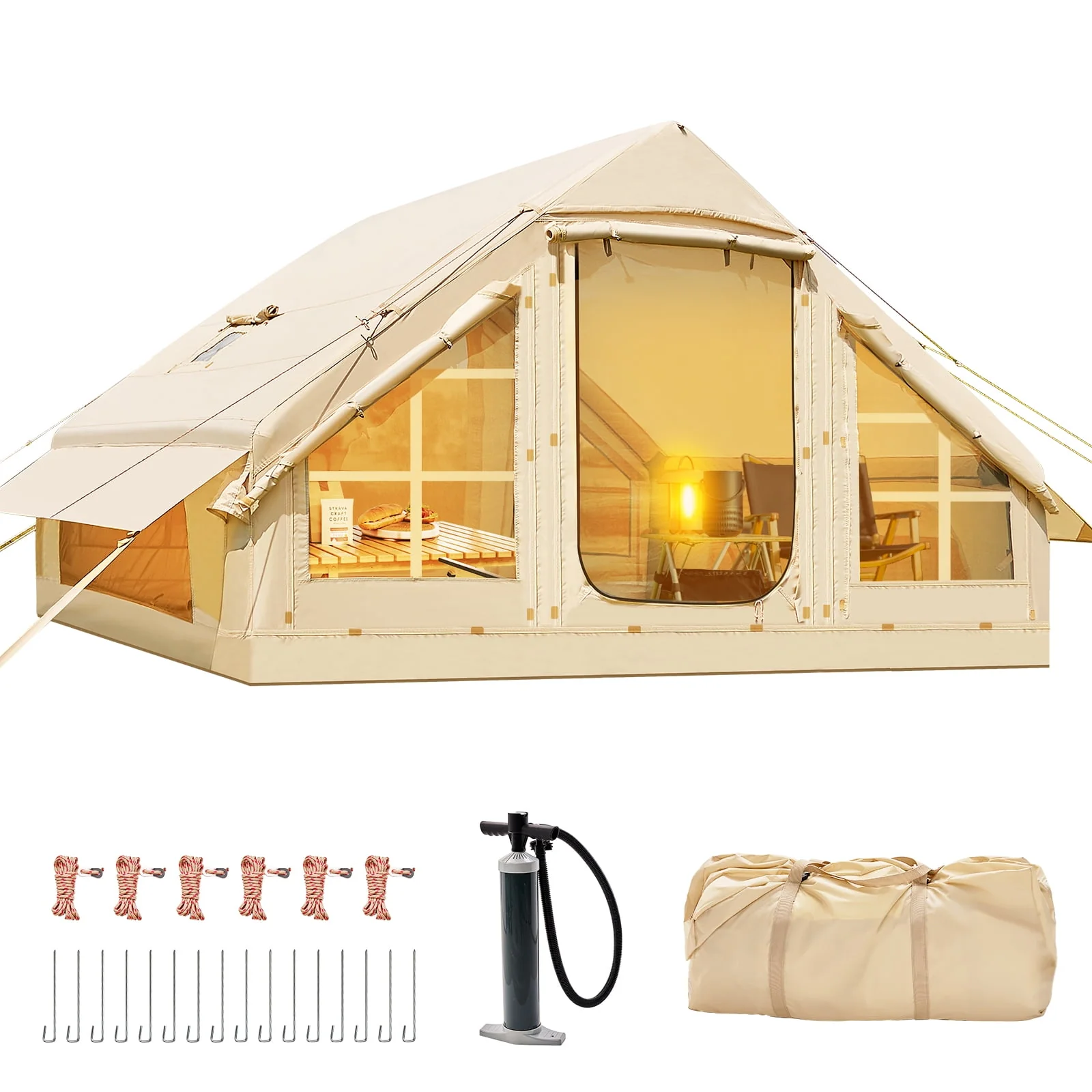 bd07f7505caacb02c0e8eb11799e4164e628d861c8d51a3f0959ef0f783e7eb9 2025 6 Person Inflatable Camping Tent with Pump, 10ft x7ft Glamping Family Tent Easy Setup 4 Season Waterproof Windproof Outdoor Blow Up Tent Luxury Oxford Cabin with Mesh Windows Doors sgtnighsdesigns