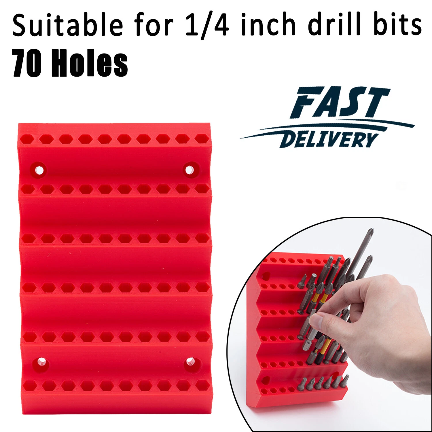 bf20d08b2600d746164a3a3567afcd653b0365066b40151a9c68e0a1a66b4389 KNACK - New 70 Slots Hex Drill Bits Tool Holder Wall Mount Drill Bits Organizer Case Us
