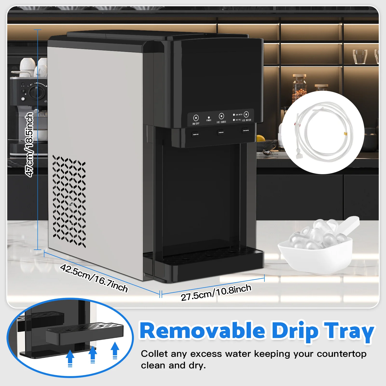bf8910eca377d468b0e9d00ba6ebdd973874a0b6427780935ee33995e0250940 3-in-1 Ice Maker with Cold Water Dispenser(Black)