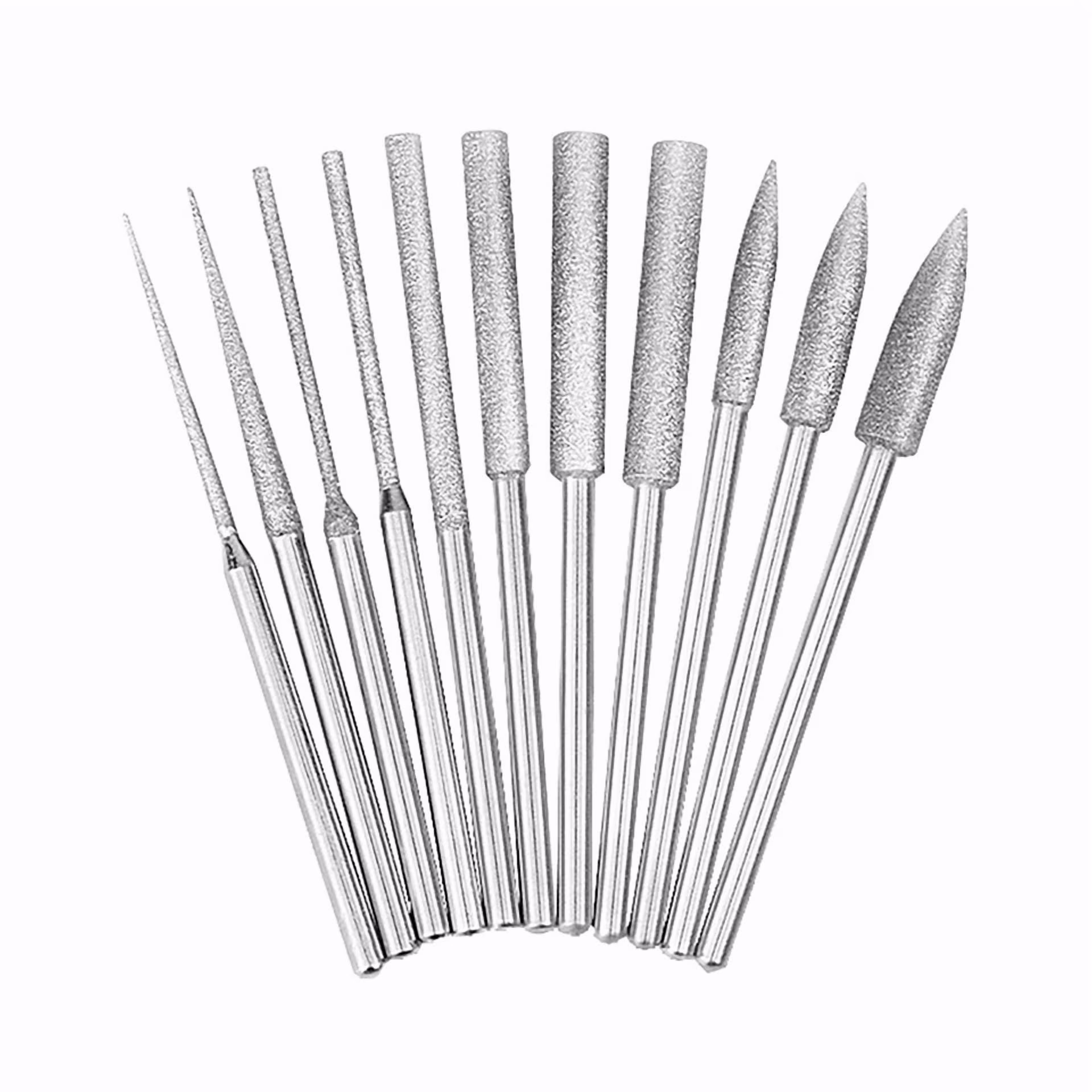 bfba41e14382fb3be7dabe767ffadc21f5c3de1f1dafc467cf7707e3939bb1d3 11Pcs 1/8" Carbide Steel Diamond Burr Bits Grinding Rotary Tools Accessories