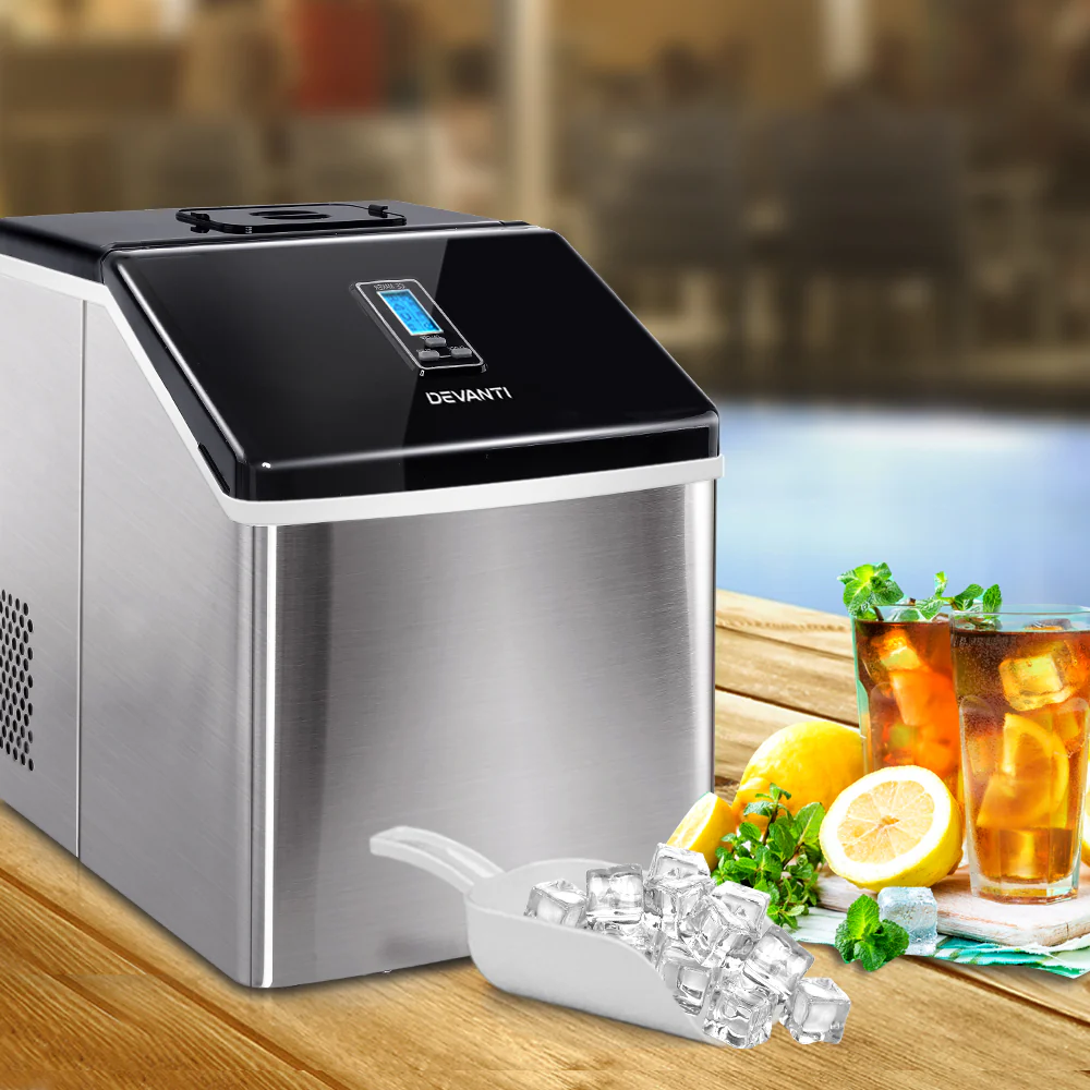 c083ab7e0dc794f82b2e06e14e65861e85cbb7bf9d1466bb8e592b8a311a3e07 Fast 3.2L Portable Ice Maker, 24 Cubes/13 Min, Devanti
