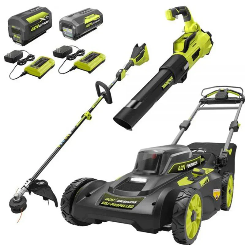 c1505ea7f8ad61bd1f4a53ba0c9f99c984e05ad06268b50e4bed7bb179599004 40V Brushless 20 in. Walk Behind Self Propelled Mower String Trimmer Leaf Blower with (2) Batteries and (2) Chargers