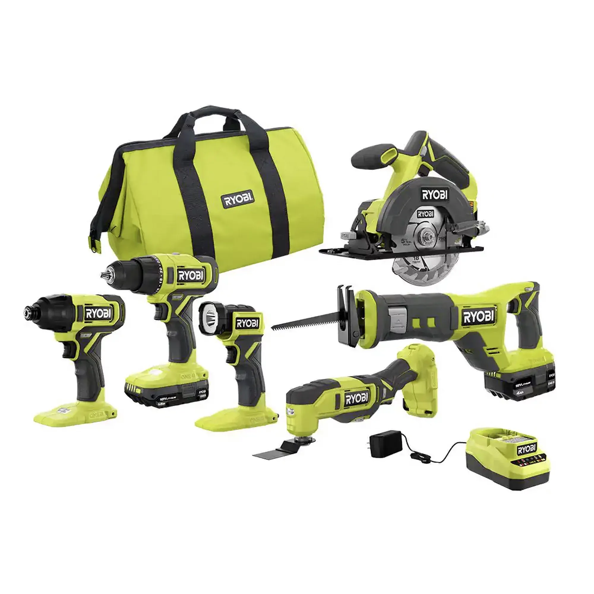 c17f8071b0717a768fa747cd13e11b93187632e876aa89dc44d0b9bd9cc20fe3 RYOBI ONE+ PCL1600K2 18V Cordless 6-Tool Combo Kit