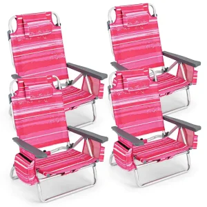 Costway 4-Pack Folding Backpack Beach Chair 5-Position Outdoor - See Details(Blue)