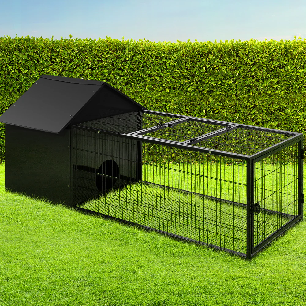 c216dbb8c6d2ae93409656f21559cd07b4fb22bf131d887b204e4fd83a8f6519 Weatherproof Metal Rabbit Hutch w/ Run Secure Locks i.Pet