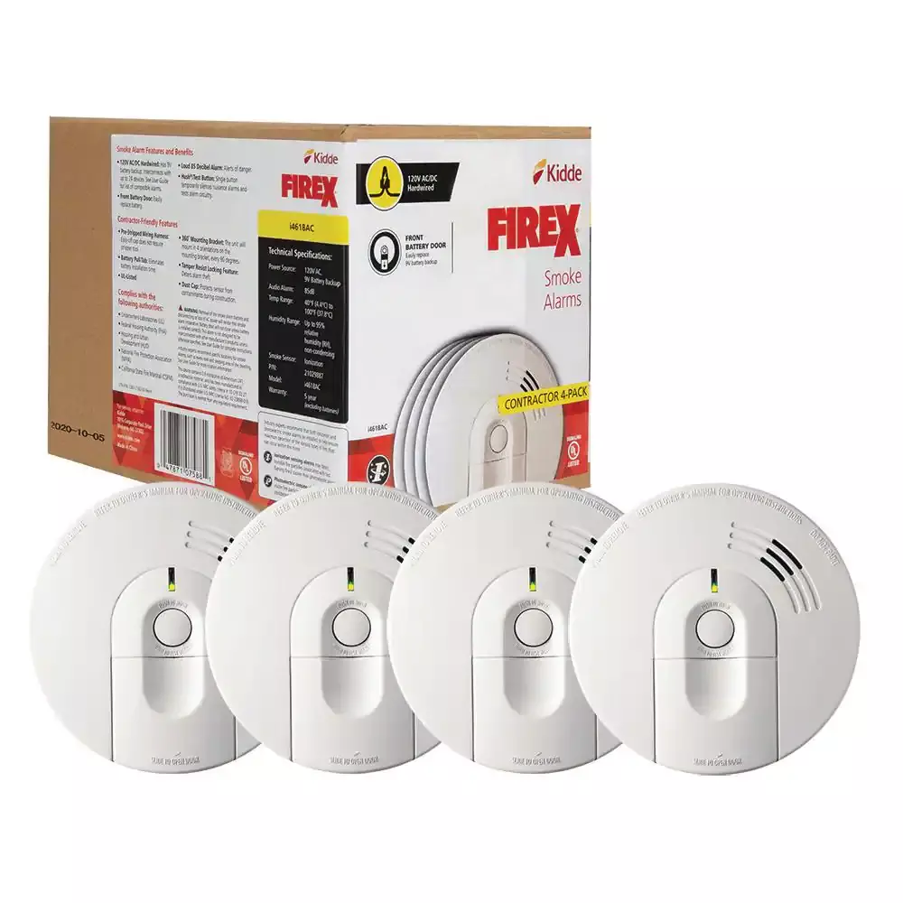 c2d5f106f35e772f7a37ca97c9c0863ac117e6346801a1369c55fba3c9e41852 Pack Hardwired Smoke Alarm with Ionization Sensor, 120V AC, 9V Battery Backup