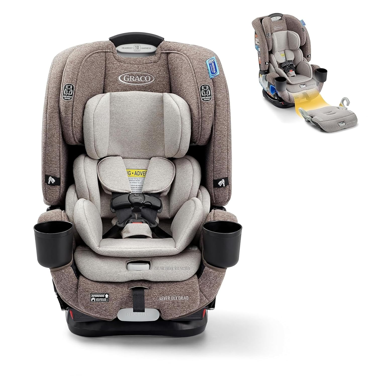 c3770ead97b60ece24b6b68d22a99dad3c354be0328261cf75bba23576147301 4Ever DLX 4-in-1 Car Seat, Charlie | Infant to Toddler Car Seat, with 10 Years of Use | Rear-Facing, Forward-Facing and Booster Modes | Safe, Comfortable and Convenient(5-in-1/Harrison)
