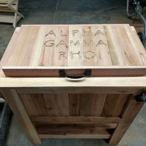 All Weather 48 Quart Antiqued Cedar Cooler Stand with Brass Drain, Bottle Opener and Cap Catcher, Beer Cooler.(Cedar)