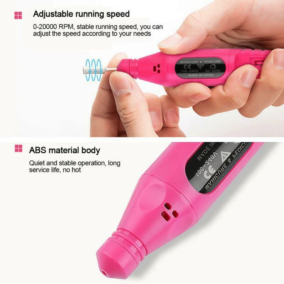 c4561720231f5a9ebda8fb71a294d06a7eeae1cb95341248edebbb4399429a3d Electric Drill Nail File Acrylic Art Bits Manicure Pedicure Portable Machine Kit