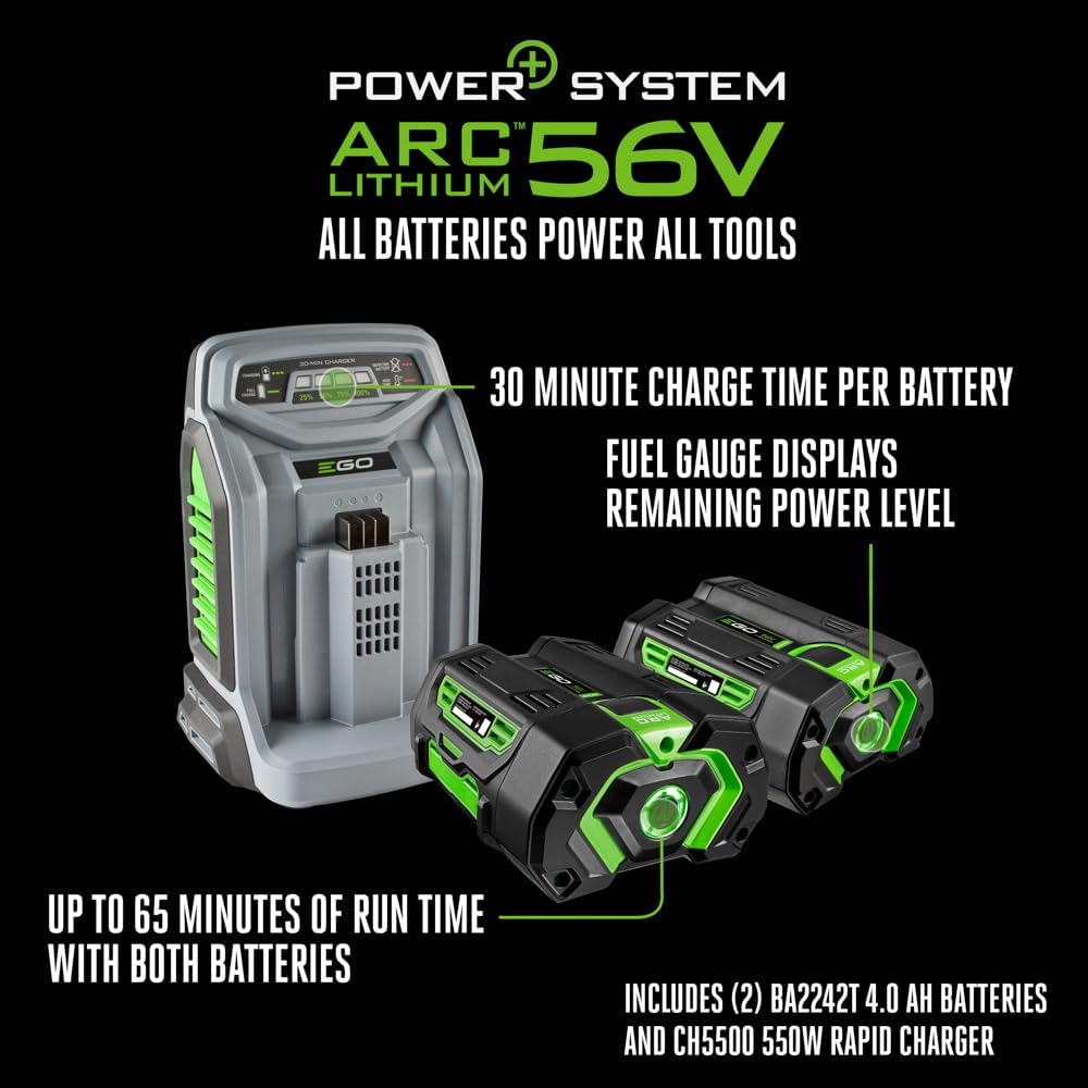 c4cb1ba19be950017a8eeb3cde32f6796f99baa8d2f35e74cff0dfe2627efa6c EGO Power+ LM2102SP-A 21-Inch 56-Volt Lithium-ion Self-Propelled Cordless Lawn Mower (2) 4.0Ah Battery and Rapid Charger Included(21/ONESIZE)