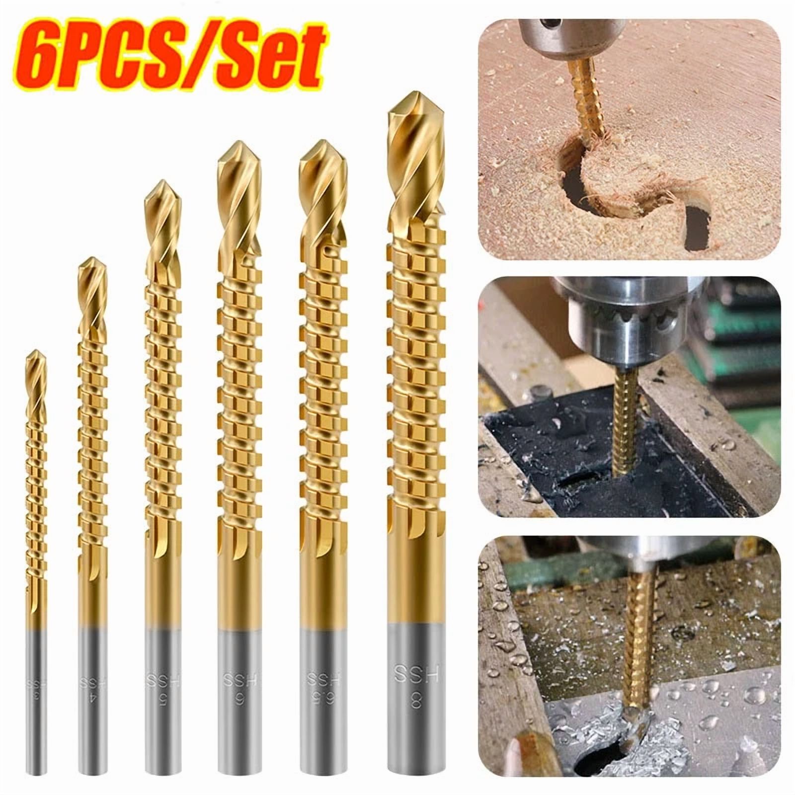 c4e4f11447cad020a83c01c43bb740edf4641edd099cdd8d57c1f7a316eed3ed 6Pcs Twist Drill Bit Set Power Tool Accessories Screw Holes For Wood Metal Us