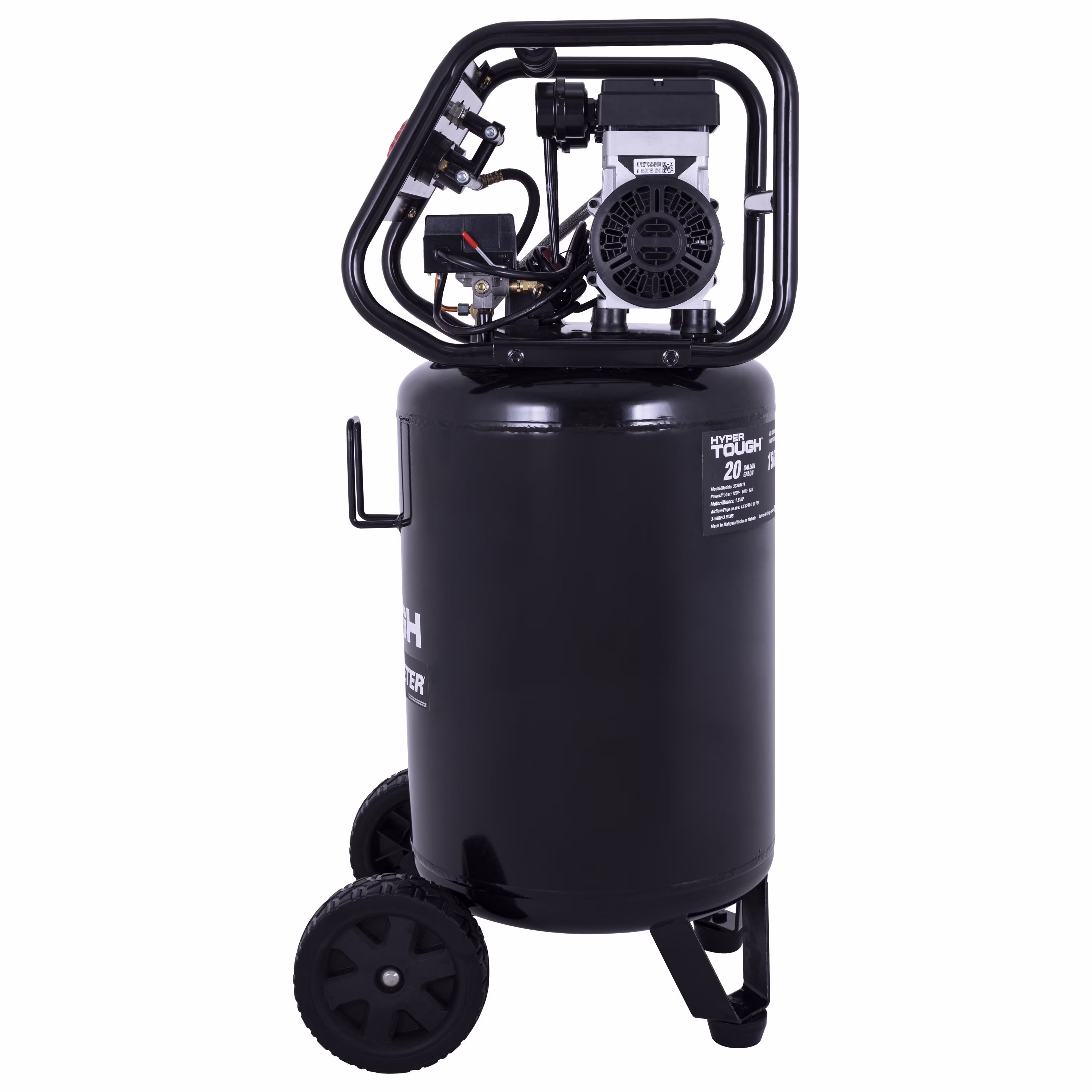 c56aec544d7390d46b15ebe0a5aa710a351dab2484cd0fdc4f0ac6ce3b81174b Hyper Tough 20 Gallon 1.8 HP Vertical Quiet air compressor 150psi