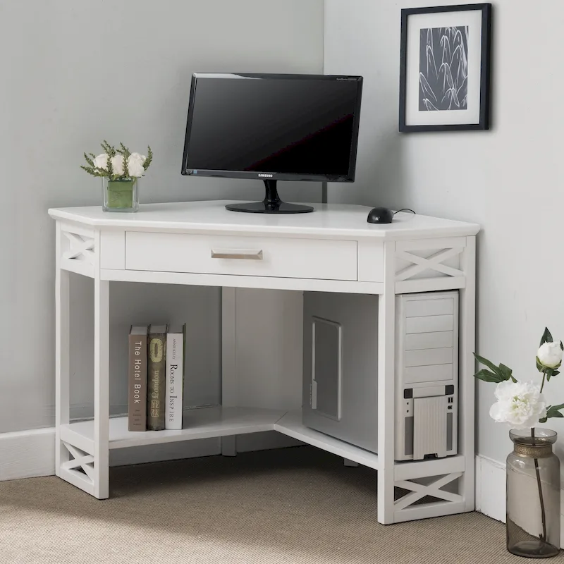c619ad0a0698216aac1a3fe0044fb3211343bb2b4046bbdd0707f9b5711a01d3 Leick Home Mission Corner Writing Desk(White)