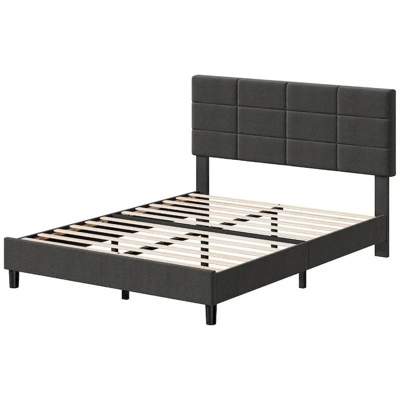 c62473b16d7d9989ddfbe287dcce38e5b3ec61c5890ef0491318e9199c97c4e3 Linen Upholstered Bed Frame with Wooden Slats Support(FULL)